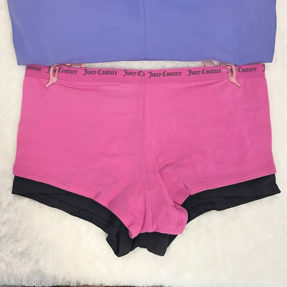 Juicy Couture Black, Gray, Pink, Purple Boy Short Hipster Panties Set NWT Size M - Picture 7 of 9